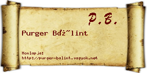 Purger Bálint névjegykártya